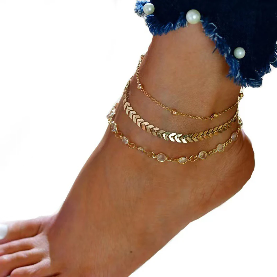 Anklets for Women Silver Gold Ankle Bracelets Set Boho Layered Beach Adjustable Chain Anklet Foot Jewelry