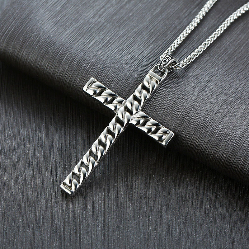 Wholesale Fashion Jewelry Crucifix Pendant Jewelry Stainless Steel Chain Hollow Cross Pendant