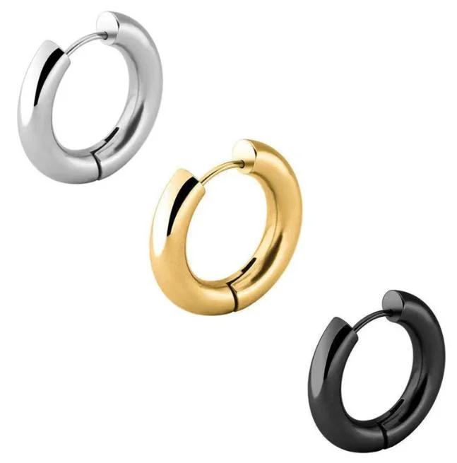 Custom Fashion Stainless Steel Circle Silver Jewelry Hoop Earring