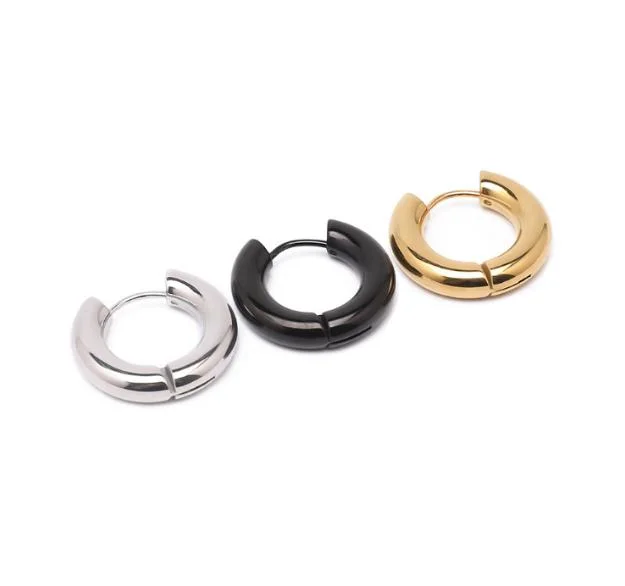 Custom Fashion Stainless Steel Circle Silver Jewelry Hoop Earring