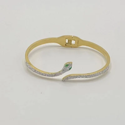 패셔너블한 뱀 모양의 스테인리스 스틸 브레이슬릿, 다이아몬드 인레이가 있는 골드 컬러, 변색되지 않는 브레이슬릿