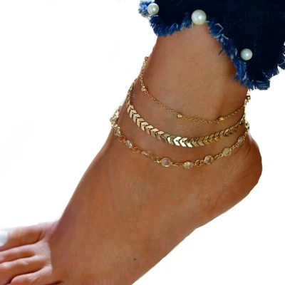 여성용 Anklets 실버 골드 발목 팔찌 세트 Boho Layered Beach 조절 가능한 체인 Anklets 발 보석