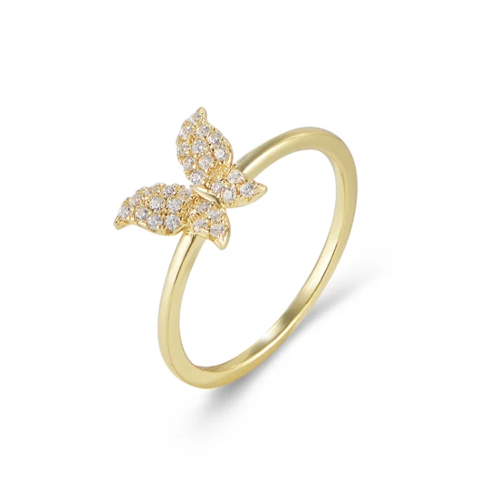 소녀를 위한 유행 결혼 보석 S925 순은 금에 의하여 도금되는 나비 발목 반지